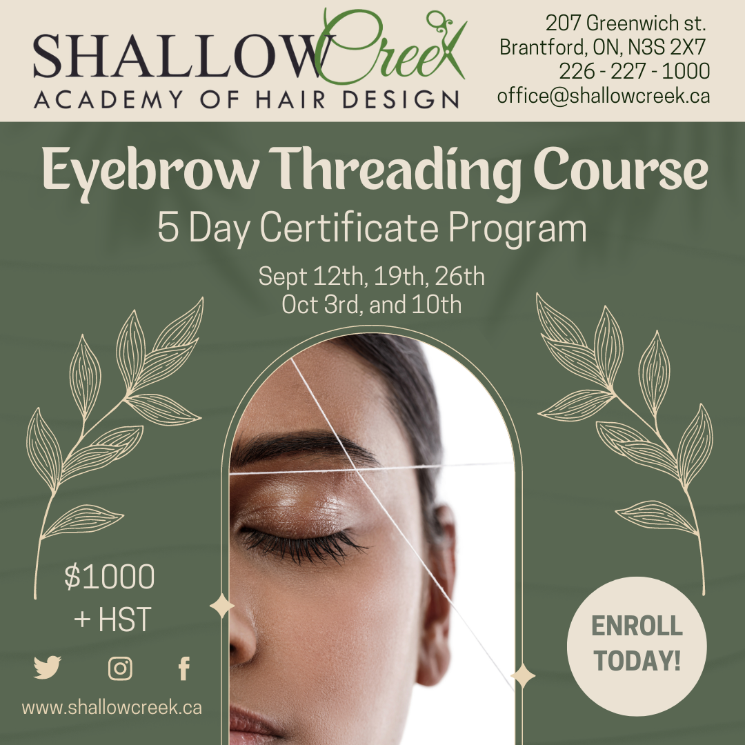 eyebrow threading brow face facial wax waxing how to shape eyebrows course class program certificate aesthetician esthetician spa near me brantford