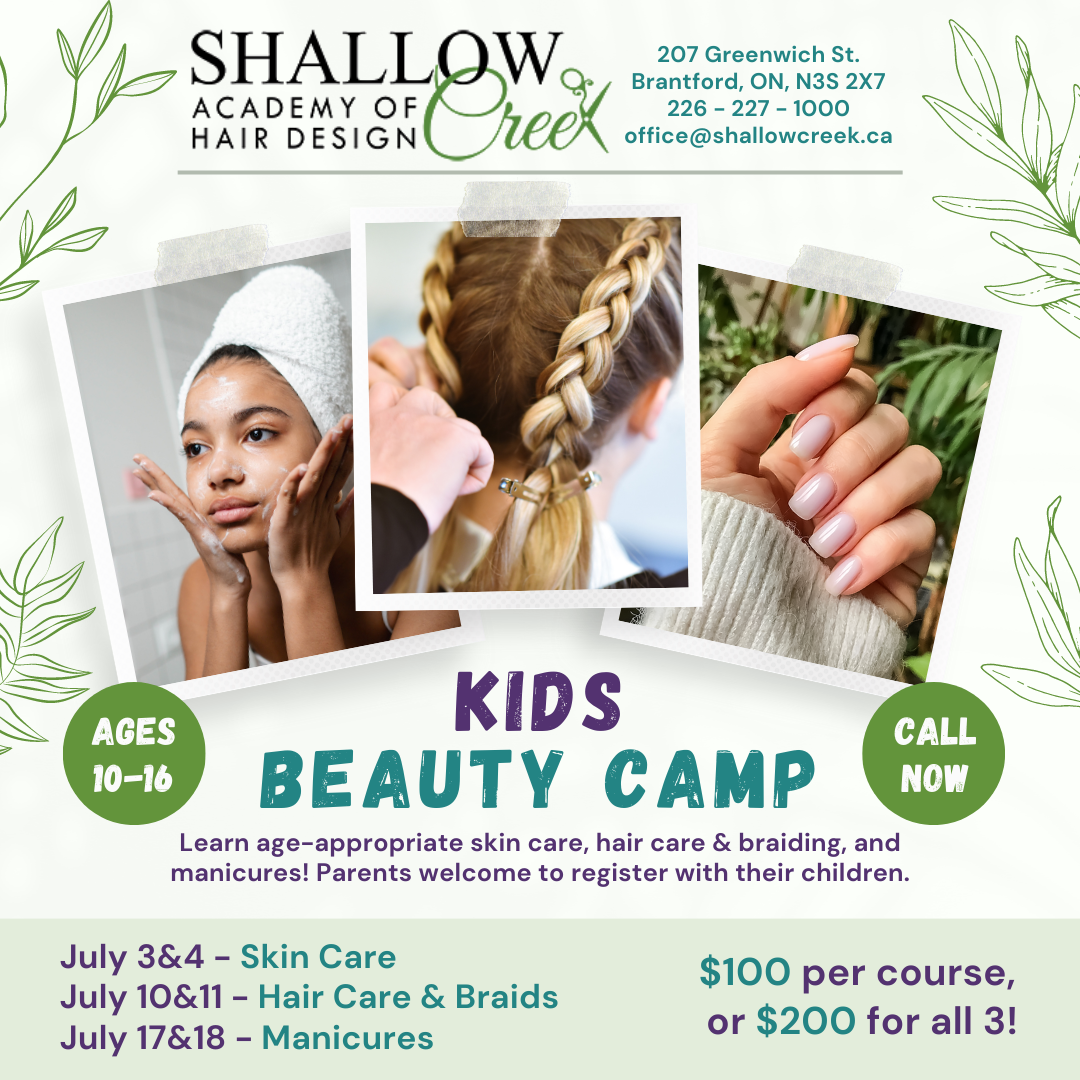 junior day camp summer camp kids teens children hairstyles hairstyling kids braids manicures skin care acne skincare haircare 