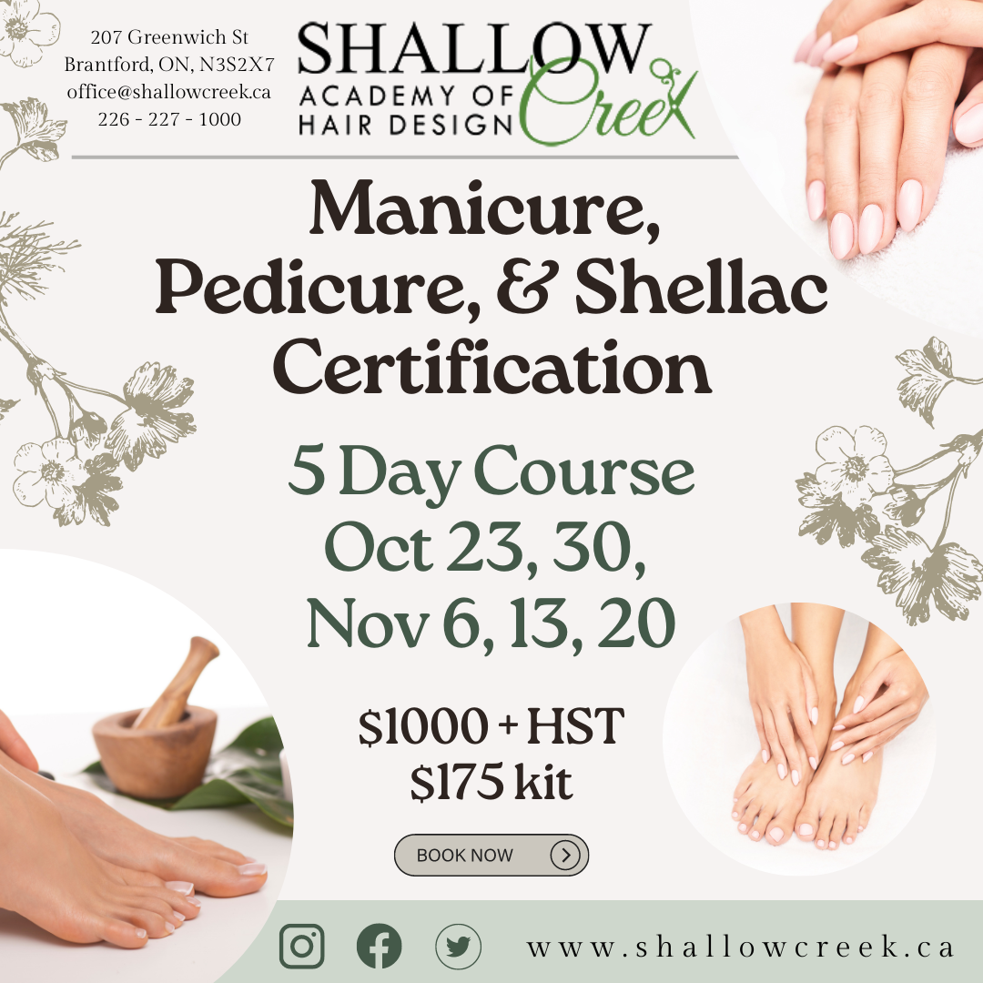 manicure pedicure course certificate certification college shellac gel nails aesthetician esthetician cosmetology beauty school course program near me brantford ontario