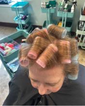velcro roller set wash and blow dry set for volume and movement, affordable hair services in brantford ontario top rated hair school for hairstyling barbering and aesthetics