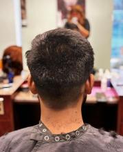 mens haircut classic cut fade longer on top shorter sides brantford hair dresser hair stylist barber salon college diploma for hairstyling barbering best school in brantford