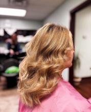 colour color correction highlights balayage lowlights toner hair cut affordable hair services near me in brantford ontario beautiful blonde bronde autumn winter toned down blonde natural lived in best hair school hairstylist 